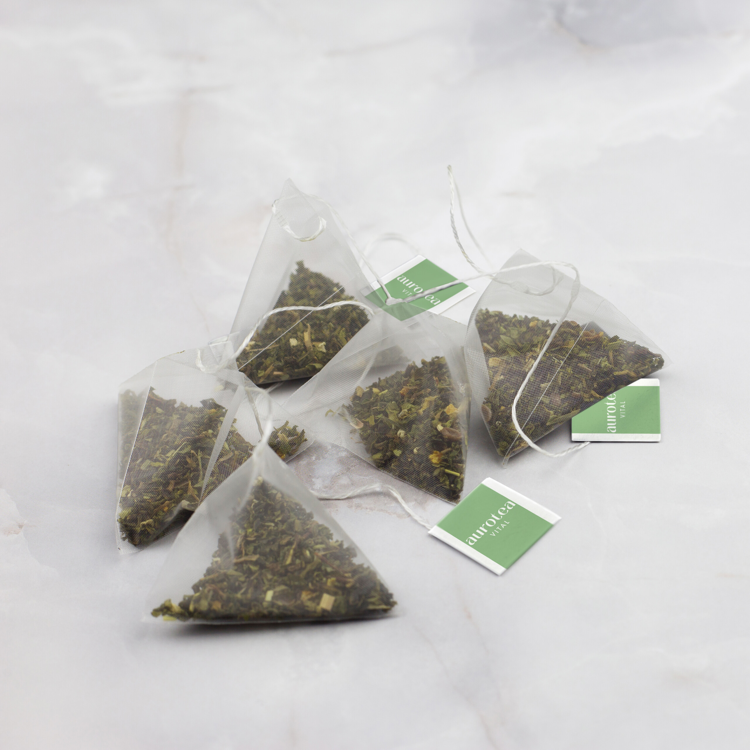 Biologisch abbaubare Teepyramiden